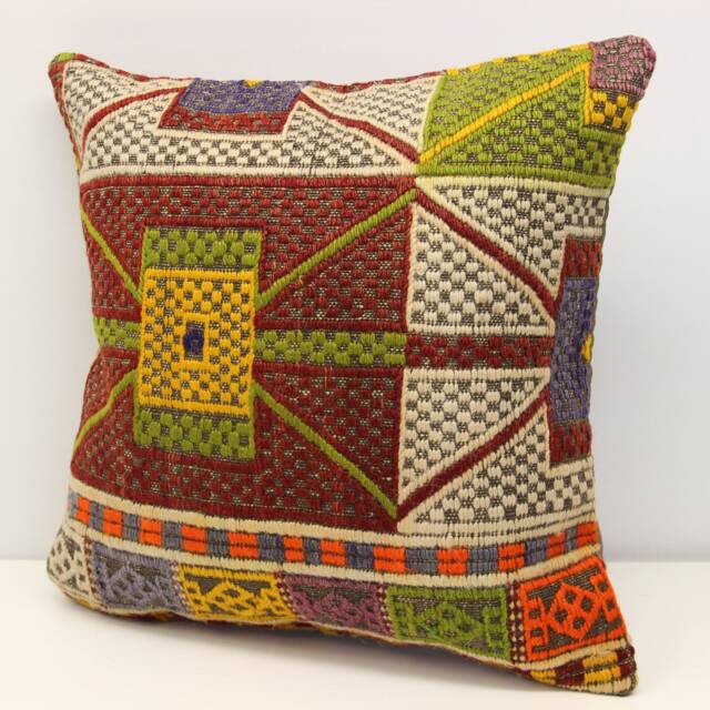 Handmade Kilim Pillow Cover, 18x18 Oriental Cushion - image 1