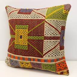 Handmade Kilim Pillow Cover, 18x18 Oriental Cushion - thumbnail 1