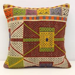 Handmade Kilim Pillow Cover, 18x18 Oriental Cushion - thumbnail 2