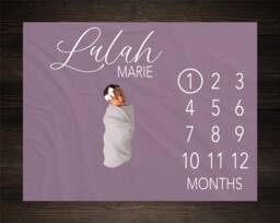 Gender Neutral Baby Milestone Blanket Personalized Monthly Custom Shower Gift For New Mom Keepsake One Year - thumbnail 1