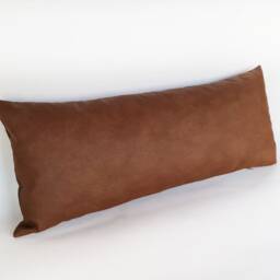 Brown Faux Leather Lumbar Pillow Cover 4-Piece Design - thumbnail 4