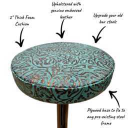 Turquoise Copper Tooled Leather Replacement Stool Seats - For Bar Or Countertop - thumbnail 3