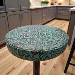 Turquoise Copper Tooled Leather Replacement Stool Seats - For Bar Or Countertop