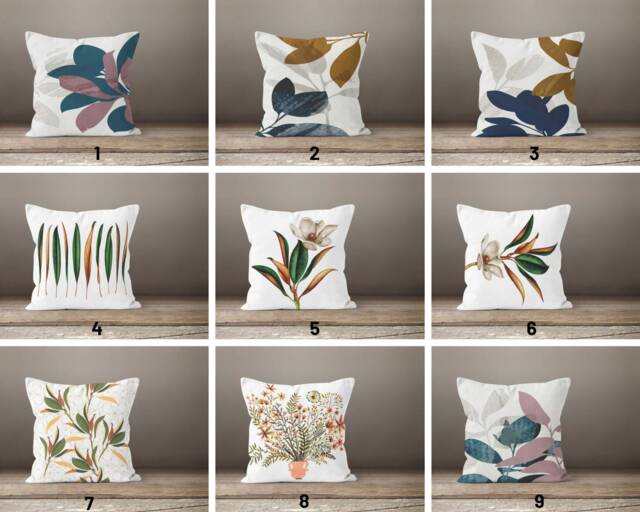 Flower Cushion Cover/Plants Pillow Case/Decorative Modern Green Leaf Home Textiles/Boho Plant Garden Pillow/Housewarming Gift - image 1