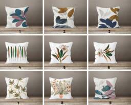 Flower Cushion Cover/Plants Pillow Case/Decorative Modern Green Leaf Home Textiles/Boho Plant Garden Pillow/Housewarming Gift - thumbnail 1