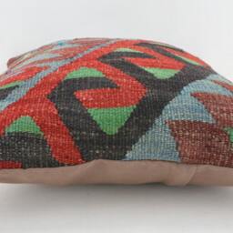 "Kilim Pillow, Wool Kilim Cousin From Anatolia, 40x40 cm, 16""x16" - thumbnail 3