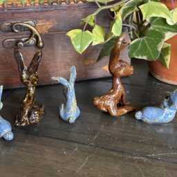 Wild Hares Stoneware Ceramic Sculptures - Miniature Figurines - thumbnail 3