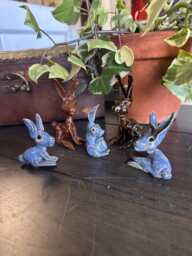 Wild Hares Stoneware Ceramic Sculptures - Miniature Figurines