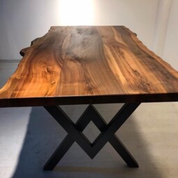 Custom Order Dark Brown Walnut Table - Live Edge Slab Table- Dining Coffee Kitchen Office -Solid Wood-%100 Handmade - thumbnail 3