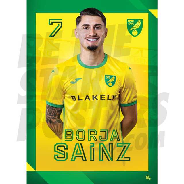 Norwich City Fc Sainz 24/25 Headshot Poster - Officially Licensed Product A4/A3 + Framed Option - image 1