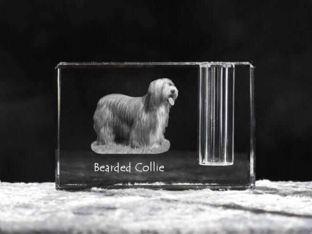 Bearded Collie, Crystal Pen Holder With Dog, Souvenir, Decoration, Limited Edition, Collection - image 1