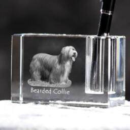 Bearded Collie, Crystal Pen Holder With Dog, Souvenir, Decoration, Limited Edition, Collection - thumbnail 2