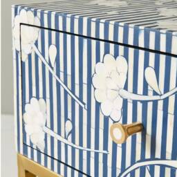 Bone Inlay Floral Inlay Striped Nightstand - thumbnail 3