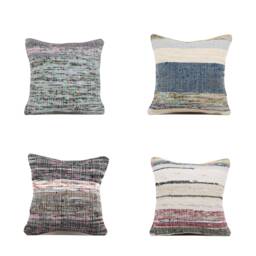 "Set Of 4 Pcs, Rag Rug Pillow Cover, Vintage Kilim Pillow, 15.16"" X 16.54" - thumbnail 1