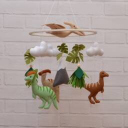 Baby Mobile Dinosaur. Shower Gift Nursery Decor Newborn Dino. Crib - thumbnail 1