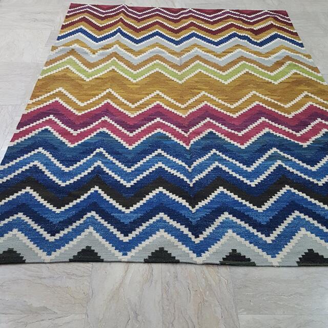 "Colorful Kilim Rug, Modern Multicolour Carpet, New Handmade Woolen Colorful Rug. Size6'8"" X 9'9" - image 1