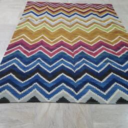 "Colorful Kilim Rug, Modern Multicolour Carpet, New Handmade Woolen Colorful Rug. Size6'8"" X 9'9" - thumbnail 1