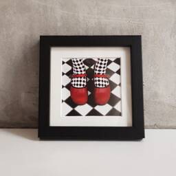 Framed Picture 12x12 cm Orginal Old Vintage Photography Wooden Frame With Passe-Partout Red Shoes Vintage Alice in Wonderland - thumbnail 1