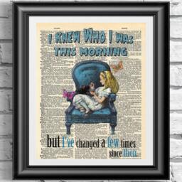 Alice in Wonderland Art Print Vintage Dictionary Page, Blue Quote - 8x10 - thumbnail 1