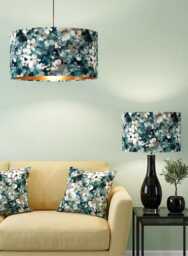 Handmade By Order Luxury Water Coolers Floral Abstract Art Print On Velvet Drum Lamp Shade All Shapes & Sizes Available - thumbnail 1