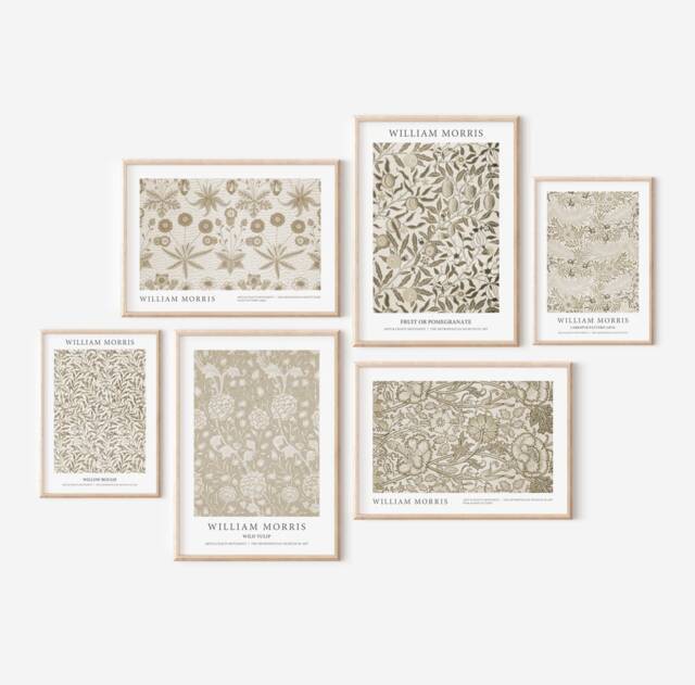 William Morris Prints, Beige Posters, Neutral Wall Art, Bedroom Living Room Botanical Art - image 1