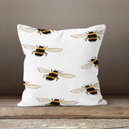 Bee Cushion Cover-Honeybee Pillow Case-Bumble Bee Case-Yellow & Black Cover-Gift For Her Cushion-Handmade Material - thumbnail 4
