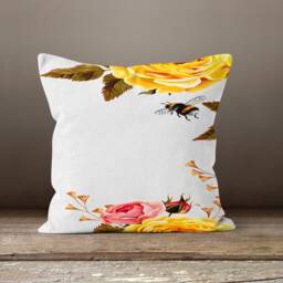 Bee Cushion Cover-Honeybee Pillow Case-Bumble Bee Case-Yellow & Black Cover-Gift For Her Cushion-Handmade Material - thumbnail 3