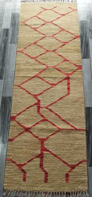 Nordic Runner Kilim Rug, Modern Artisan Scandinavian Afghan Turkish Abstract Art Wool Rug 206x69 cm - image 1
