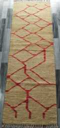 Nordic Runner Kilim Rug, Modern Artisan Scandinavian Afghan Turkish Abstract Art Wool Rug 206x69 cm - thumbnail 1