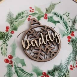 Christmas Dinner Place Name, Snowflake Personalised Wooden Name Tag For Xmas Functions, Bauble Gift Tag, Wedding Favour - thumbnail 2