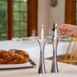 Yair Emanuel Modern Hammered Candlestick Holders Flower Petal - Minimal Tapered Candle Pillar - thumbnail 3