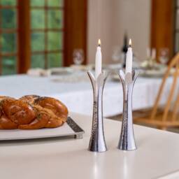 Yair Emanuel Modern Hammered Candlestick Holders Flower Petal - Minimal Tapered Candle Pillar - thumbnail 2