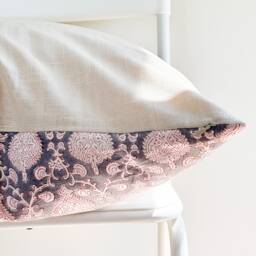 Block Print Pillow Cover Floral Batik, Ethnic Farmhouse Decor - thumbnail 3