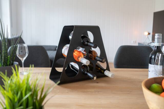 Designer Wine Rack Industrial // Metal Black Standing Modern Vintage Stand - image 1