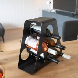 Designer Wine Rack Industrial // Metal Black Standing Modern Vintage Stand - thumbnail 4