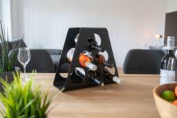 Designer Wine Rack Industrial // Metal Black Standing Modern Vintage Stand