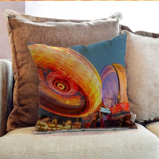 Ferris Wheel Fun Fair Photography - Decorative Pillow Throw Cushion Fabric , Case Cover Or With Filling