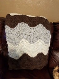 Wool Blend Gray, Wheat , Brown Afghan/ Throw