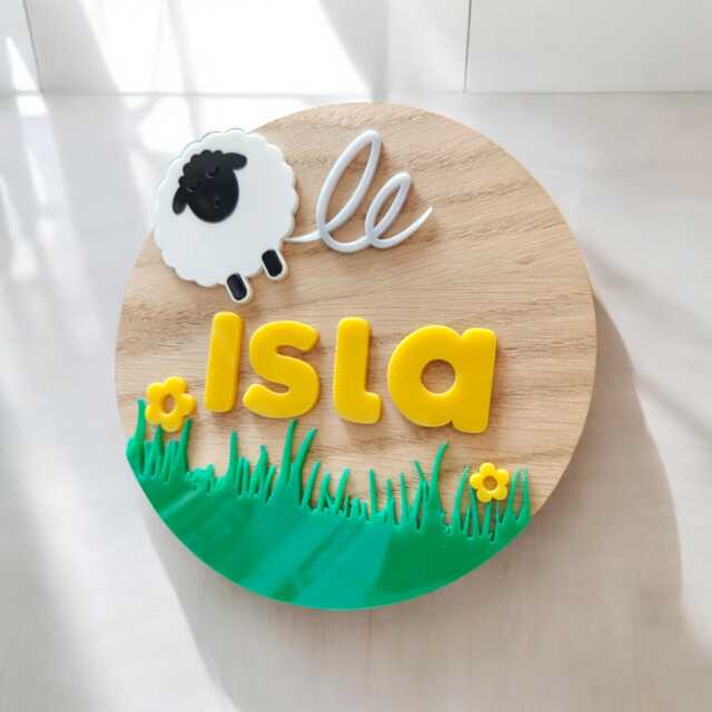 Personalised Sheep Nursery Sign Children's Bedroom Decor - image 1
