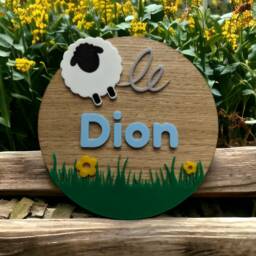 Personalised Sheep Nursery Sign Children's Bedroom Decor - thumbnail 2