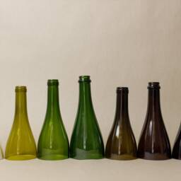 Repurposed Olive Green Wine Bottle Candle Holders, Set Of 3, Eco Decor - thumbnail 3