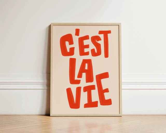 C'est La Vie Print, Colourful Trendy Wall Art, Home Decor, Apartment Living Room Gallery Wall, Unframed - image 1