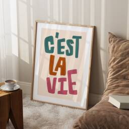 C'est La Vie Print, Colourful Trendy Wall Art, Home Decor, Apartment Living Room Gallery Wall, Unframed - thumbnail 2
