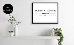 Custom Wedding Coordinates Print Personalized Map Art Gift - thumbnail 1