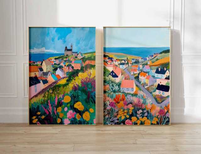 Doolin Poster Set Of 2, Ireland Travel Print, Vintage UK Coastal Wall Art, Retro Seaside Poster, Scenic County Clare Artwork - image 1