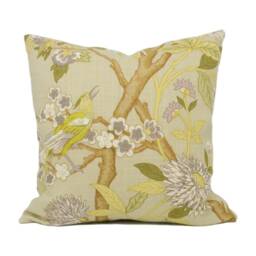 Gp & J Baker - Hydrangea Bird Taupe/Mauve Exotic Chinese Inspired Cushion Cover Handmade Throw Pillow Designer Home D??cor - thumbnail 3