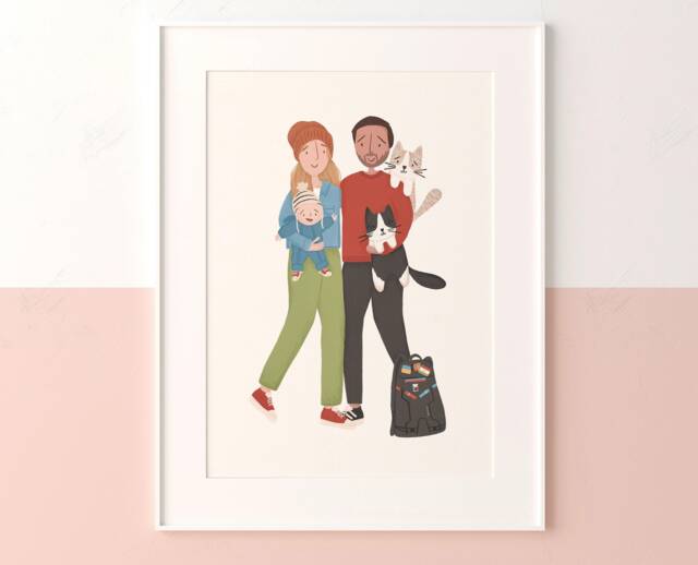 Portrait Customisable Print - Christmas Gift Couple Wedding Home Anniversary Engagement Valentine's Favourite Pet Birthday Love Friend - image 1