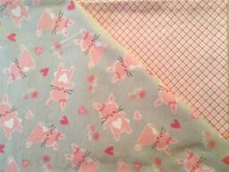 Pink Bunny Flannel Baby Blanket Reversible Bedding - thumbnail 1