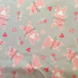 Pink Bunny Flannel Baby Blanket Reversible Bedding - thumbnail 2