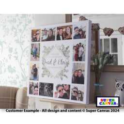 Wedding Guest Welcome Sign Board Personalised Custom Rustic Handmade Couple Portrait Picture Photo Display Framed Canvas Print Gift - thumbnail 1